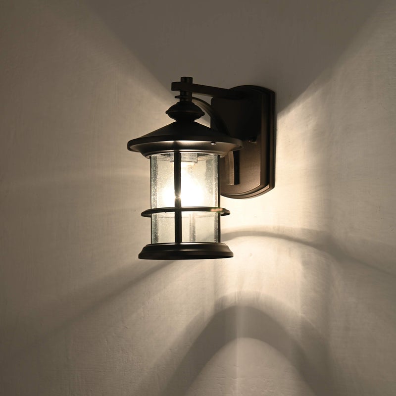 MICSIU Oil Rubbed Bronze Outdoor Wall Light 2 Pack, Clear Seedy Glass Exterior Wall Sconce Light Fixture, 10 Inch Metal Outdoor Porch Lights for House, Front Porch, Patio, Backyard - Image 3